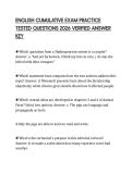 ENGLISH CUMULATIVE EXAM PRACTICE TESTED QUESTIONS 2026 VERIFIED ANSWER KEY