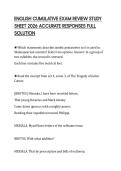 ENGLISH CUMULATIVE EXAM REVIEW STUDY SHEET 2026 ACCURATE RESPONSES FULL SOLUTION