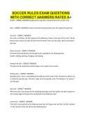 Soccer Rules EXAM QUESTIONS WITH CORRECT ANSWERS RATED A&plus;&period;