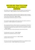 SOCCER REF PRACTICE EXAM QUESTIONS WITH CORRECT ANSWERS
