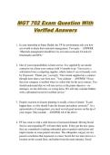 MGT 702 Exam Question With  Verified Answers 
