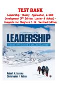 Leadership Theory & Skill Development 7th Ed Test Bank &ndash; Complete Chapters 1-12 &vert; Lussier & Achua &vert; Verified Questions & Answers