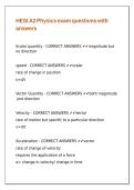 HESI A2 Physics exam questions with answers