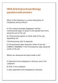 HESI A2 Entrance Exam Biology questions with answers