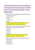 ICC Residential Building Inspector Certification  Exam Questions And Correct Answers &lpar;Verified  Answers&rpar; Plus Rationales 2026 Q&A &vert; Instant  Download Pdf
