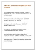 HESI A2 Chemistry exam questions with answers