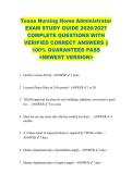 Texas Nursing Home Administrator  EXAM STUDY GUIDE 2026&sol;2027  COMPLETE QUESTIONS WITH  VERIFIED CORRECT ANSWERS &vert;&vert;  100&percnt; GUARANTEED PASS  <NEWEST VERSION> 