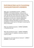 North Dakota State Law for Cosmetology EXAM QUESTIONS WITH ANSWERS
