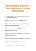 BKAT CRITICAL CARE Latest  Study Question with Correct  Answers 100&percnt;