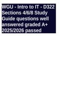 WGU - Intro to IT - D322 Sections 4&sol;6&sol;8 Study Guide questions well answered graded A&plus; 2025&sol;2026 passed