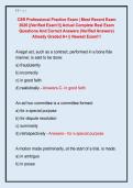CSR Professional Practice Exam &vert; Most Recent Exam  2026 &vert;&vert;Verified Exam&excl;&excl;&vert;&vert; Actual Complete Real Exam  Questions And Correct Answers &lpar;Verified Answers&rpar;  Already Graded A&plus; &vert;&vert; Newest Exam&excl;&excl;&excl; 