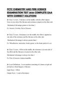 FCTC CHEMISTRY AND FIRE SCIENCE EXAMINATION TEST 2026 COMPLETE Q&A WITH CORRECT SOLUTIONS