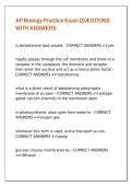 AP Biology Practice Exam QUESTIONS WITH ANSWERS
