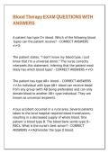 Blood Therapy EXAM QUESTIONS WITH ANSWERS