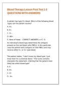 Blood Therapy Lesson Post Test 1-3 QUESTIONS WITH ANSWERS&period;