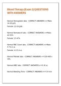 Blood Therapy &lpar;Exam 1&rpar; QUESTIONS WITH ANSWERS