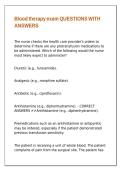 Blood therapy exam QUESTIONS WITH ANSWERS&period;