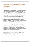 Texas CDL Section 1&comma; 2 & 3 EXAM WITH ANSWERS