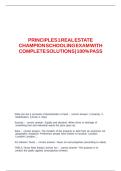 PRINCIPLES 1 REAL ESTATE CHAMPION SCHOOLING EXAM WITH COMPLETE SOLUTIONS