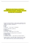 PRINCIPLES OF REAL ESTATE 1- CHAMPIONS SCHOOL OF REAL ESTATE EXAMS WITH ALL ANSWERS