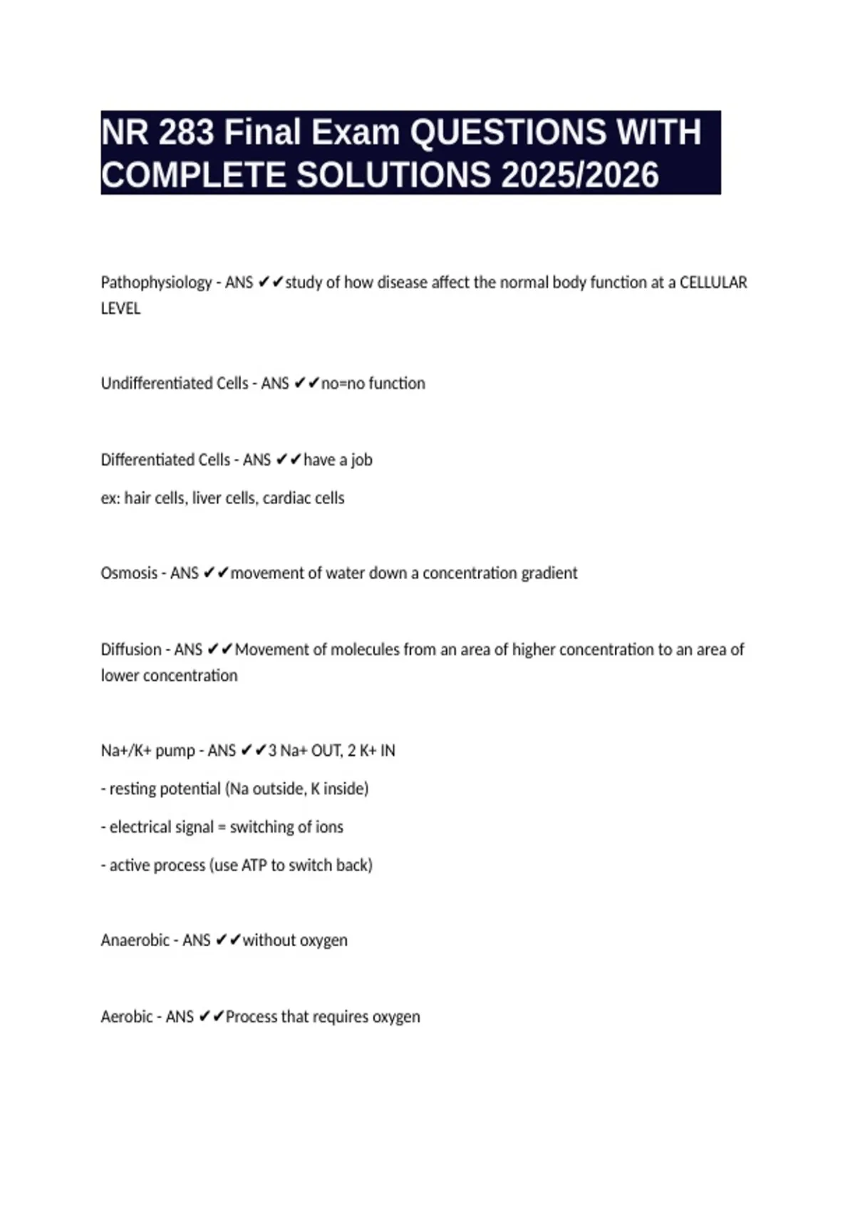 NR 283 Final Exam QUESTIONS WITH COMPLETE SOLUTIONS 2025/2026 - NR 283 ...