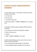 T4 Brake Test SET I QUESTIONS WITH ANSWERS