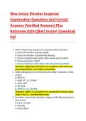 New Jersey Elevator Inspector  Examination Questions And Correct  Answers &lpar;Verified Answers&rpar; Plus  Rationale 2026 Q&A&vert; Instant Download  Pdf 