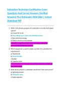 Substation Technician Certification Exam  Questions And Correct Answers &lpar;Verified  Answers&rpar; Plus Rationales 2026 Q&A &vert; Instant  Download Pdf 
