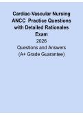 Cardiac-Vascular Nursing ANCC Exam 2026 &vert; Practice Questions with Detailed Rationales PDF