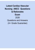 Latest Cardiac-Vascular Nursing 2026 ANCC Exam Questions & Rationales &vert; PDF