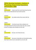 HOSA Nursing Assistant Anatomy & Physiology Exam Actual Questions and Answers 2026&period;docx
