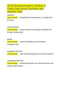 HOSA Nursing Assistant Nutrition & Fluids Exam Actual Questions and Answers 2026&period;docx
