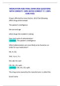 MEDICATION AIDE FINAL EXAM 2026 QUESTIONS WITH CORRECT&vert; 100&percnt; RATED CORRECT &excl;&excl; &vert; 100&percnt; SURE PASS