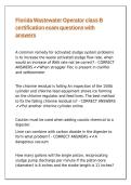 Florida Wastewater Operator class B certification exam questions with answers