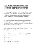 ASE CERTIFICATION FINAL PAPER 2026 COMPLETE QUESTIONS AND ANSWERS