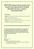 HESI LPN Entrance Exam &lpar;2026&sol;2027&rpar;  Actual Exam Questions & Verified  Detailed Answers &vert; Grade A  Guaranteed Pass