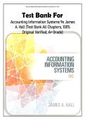 Test Bank For Accounting Information Systems 9e James A&period; Hall &lpar;Test Bank All Chapters&comma; 100&percnt; Original Verified&comma; A&plus; Grade&rpar; 