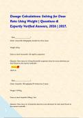 Dosage Calculations&colon; Solving for Dose Rate Using Weight &vert; Questions & Expertly Verified Answers&comma; 2026 &vert; 2027&period;     