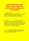 CORRECTIONS &lpar;SUPERVISING  SPECIAL POPULATIONS&rpar; 2026  QUESTIONS AND ANSWERS&vert; ACE  YOUR GRADES&period; 