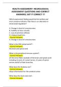 HEALTH ASSESSMENT- NEUROLOGICAL ASSESSMENT QUESTIONS AND CORRECT ANSWERS&vert; GET IT CORRECT &excl;&excl;&excl;
