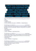 Certified Texas Contract Developer &lpar;CTCD&rpar; EXAM QUESTIONS WITH CORRECT SOLUTIONS&vert;&vert;100&percnt; GUARANTEED PASS&vert;&vert;ALREADY GRADED A&plus;&vert;&vert;UPDATED 2026&sol;2027 SYLLABUS&vert;&vert;<<NEWEST VERSION>>