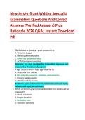 New Jersey Grant Writing Specialist  Examination Questions And Correct  Answers &lpar;Verified Answers&rpar; Plus  Rationale 2026 Q&A&vert; Instant Download  Pdf 