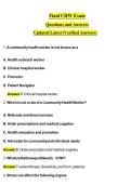 Final CHW Exam 2026 &ndash; Community Health Worker Exam Questions and Verified Answers&comma; Updated Comprehensive Exam Material