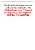 Test Bank for Business Statistics and Analytics in Practice&comma; 9th Edition by Bowerman & O&rsquo;Connell &vert; Complete Q&A