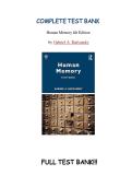 Human Memory &ndash; 4th Edition by Gabriel A&period; Radvansky &vert; Complete Test Bank