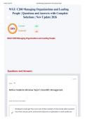 WGU C200 Managing Organizations and Leading People &vert; Questions and Answers with Complete Solutions &vert; New Update 2026 