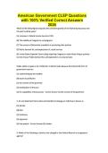 American Government CLEP Questions with 100&percnt; Verified Correct Answers 2026