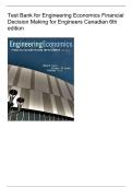 Test Bank for Engineering Economics&colon; Financial Decision Making for Engineers&comma; Canadian 6th Edition &vert; Complete Q&A