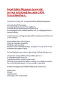 Food Safety Manager Exam with correct solutions&vert; Accurate 100&percnt; Guarantee Pass&excl;&excl;