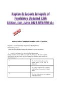 Test Bank for Kaplan & Sadock&rsquo;s Synopsis of Psychiatry&comma; 12th Edition &vert; All Chapters Complete Q&A